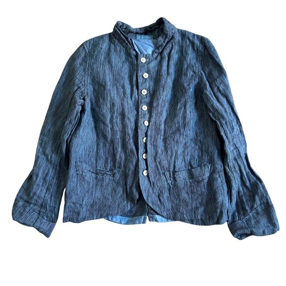 CP Shades Women's Sz Extra Small Blue 100% Linen Button-Up Jacket - Picture 1 of 9